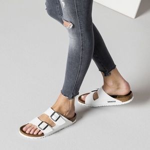 Birkenstock Arizona Birko-Flor Two-Strap Sandals Women White
